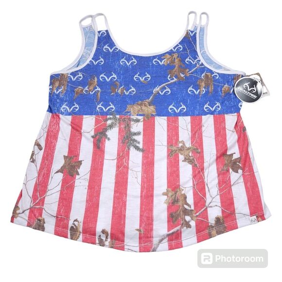 Realtree Patriotic Tank Top Tee American Stars Stripes Flag Sleeveless Size XXL - Picture 1 of 7